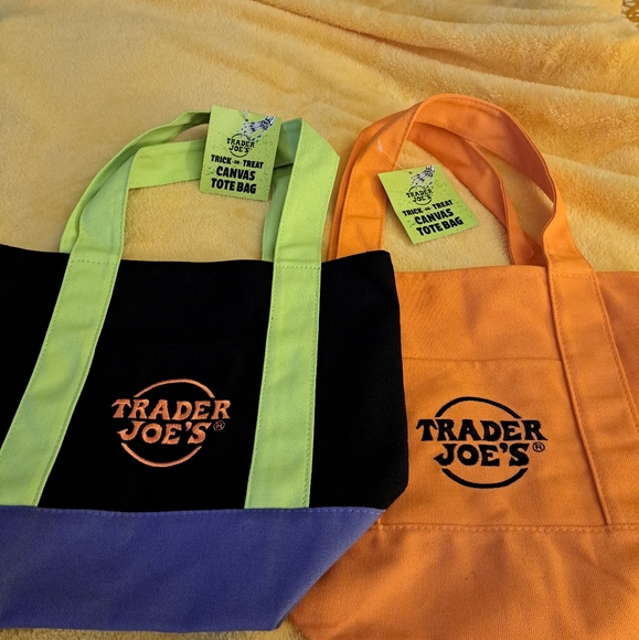 Trader Joe's Canvas Tote Bags - Black and Orange,New - Picture 2 of 2